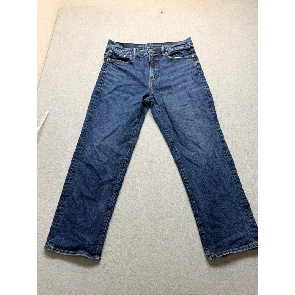 American Eagle Mens Straight Leg Denim Jeans Blue Medium Wash 36X32